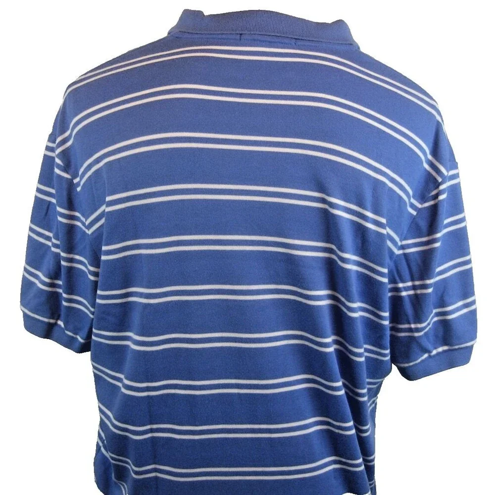 Mens Polo Ralph Lauren Blue Stripe SS Cotton Polo Golf Casual Shirt sz Lg